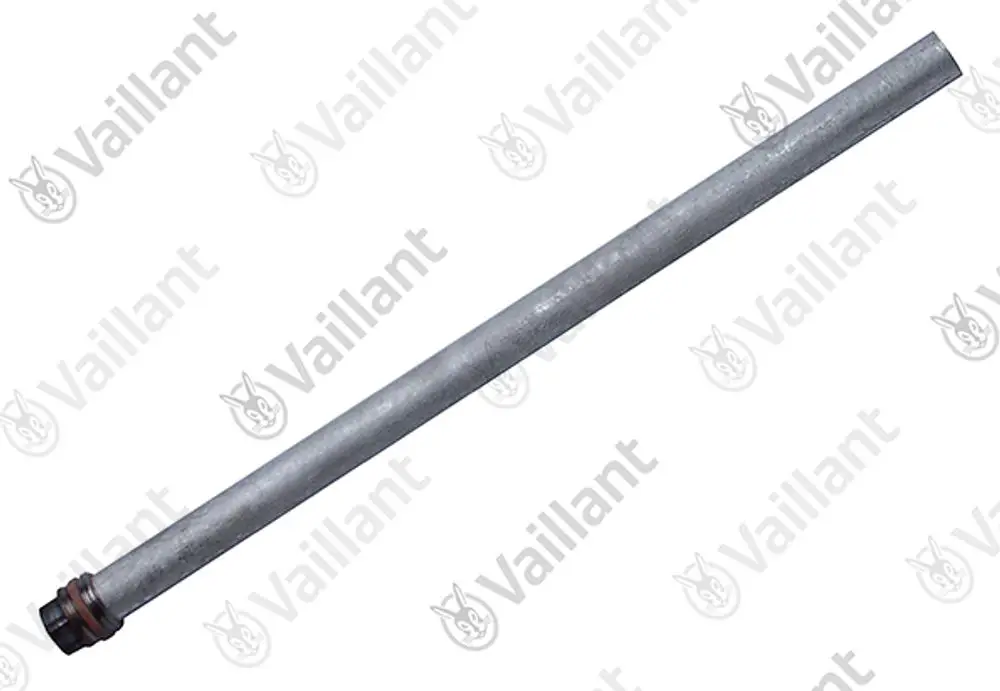 Vaillant-Anode aus Metall mit einem Gewindeansatz auf einer Seite, für den Einsatz in Heizungsanlagen oder ähnlichen Anwendungen.